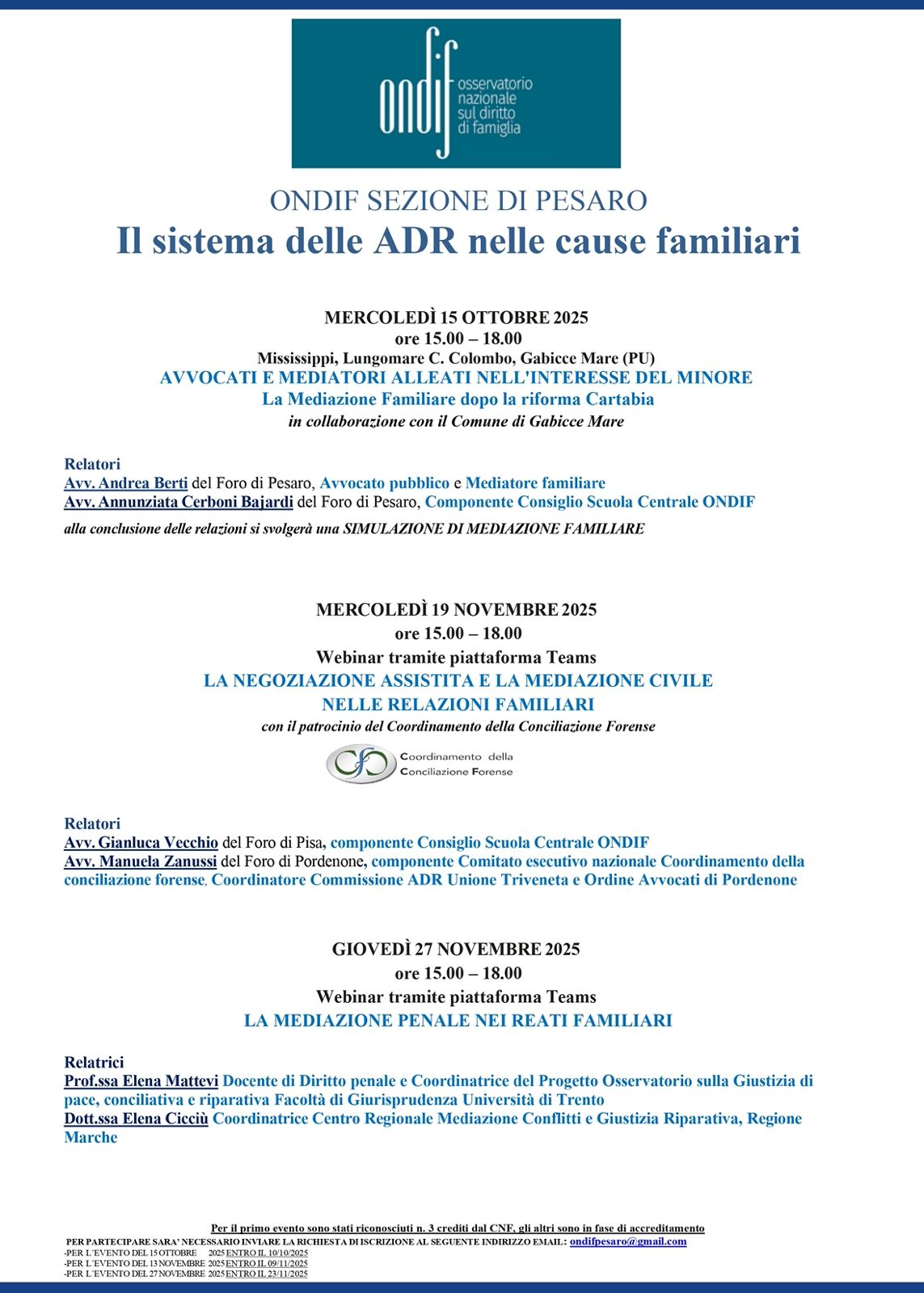 L’Avv. Annunziata Cerboni Bajardi tra i relatori dell’incontro ONDIF a Gabicce Mare